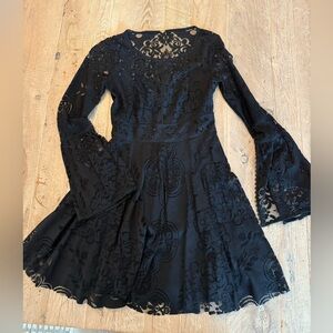 Free People Black Lace Mini Dress w peek-a-boo lower back 2